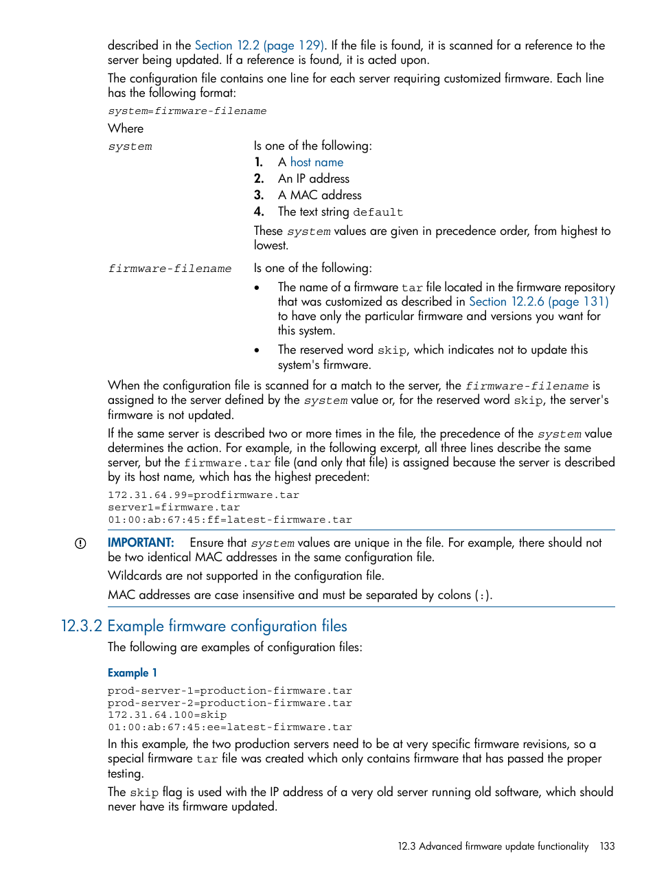 2 example firmware configuration files | HP Insight Control Software for Linux User Manual | Page 133 / 272