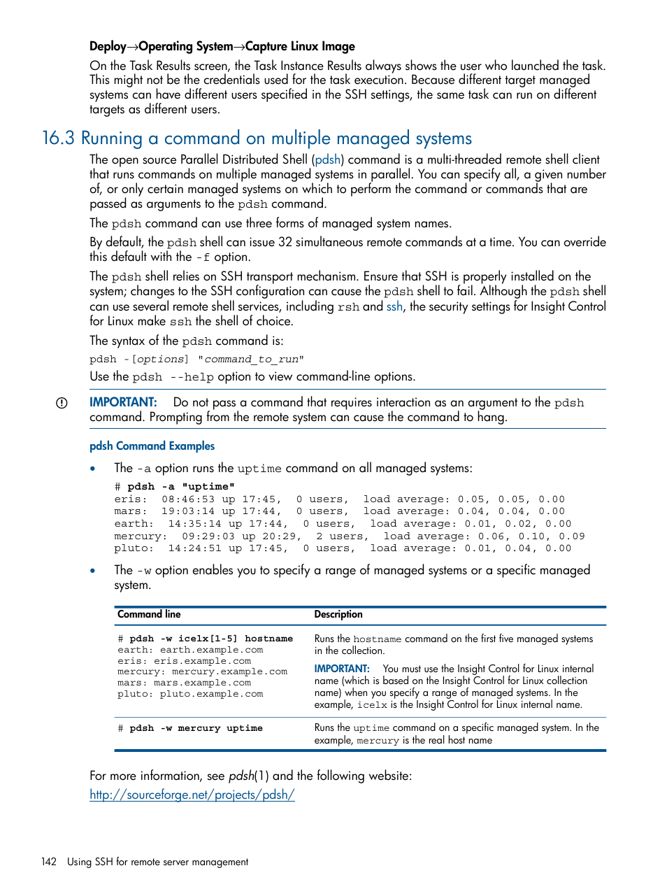 3 running a command on multiple managed systems | HP Insight Control Software for Linux User Manual | Page 142 / 272