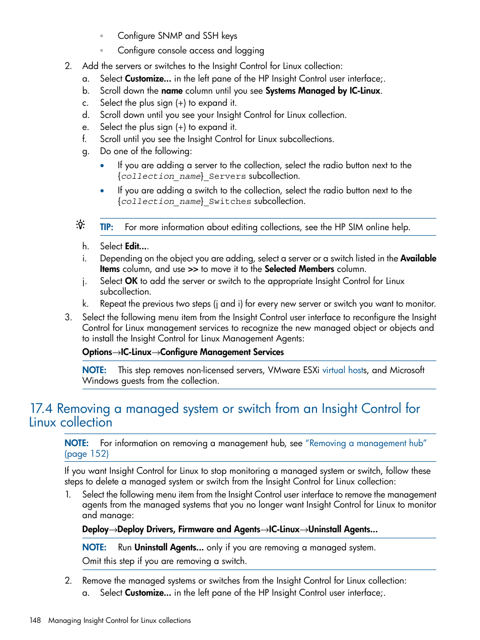 HP Insight Control Software for Linux User Manual | Page 148 / 272