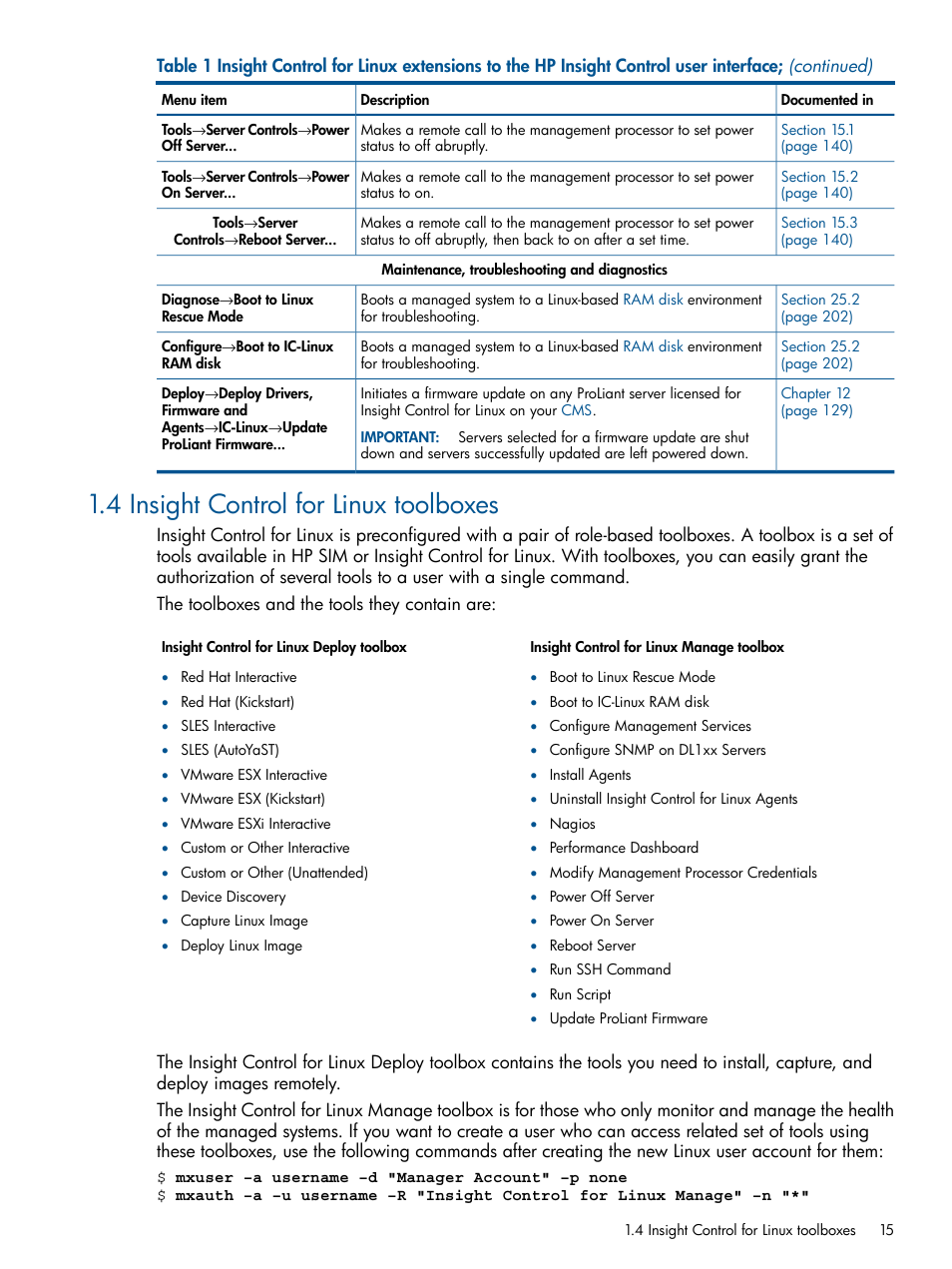 4 insight control for linux toolboxes | HP Insight Control Software for Linux User Manual | Page 15 / 272