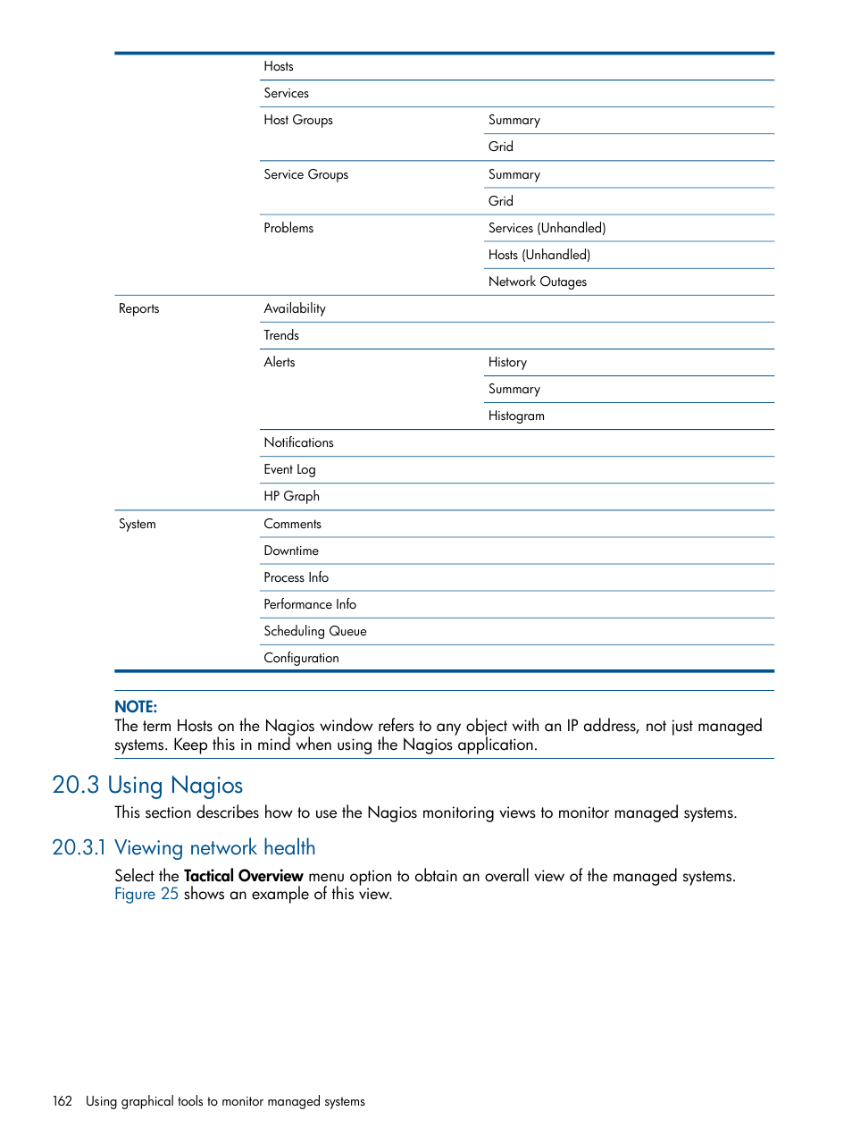 3 using nagios, 1 viewing network health | HP Insight Control Software for Linux User Manual | Page 162 / 272