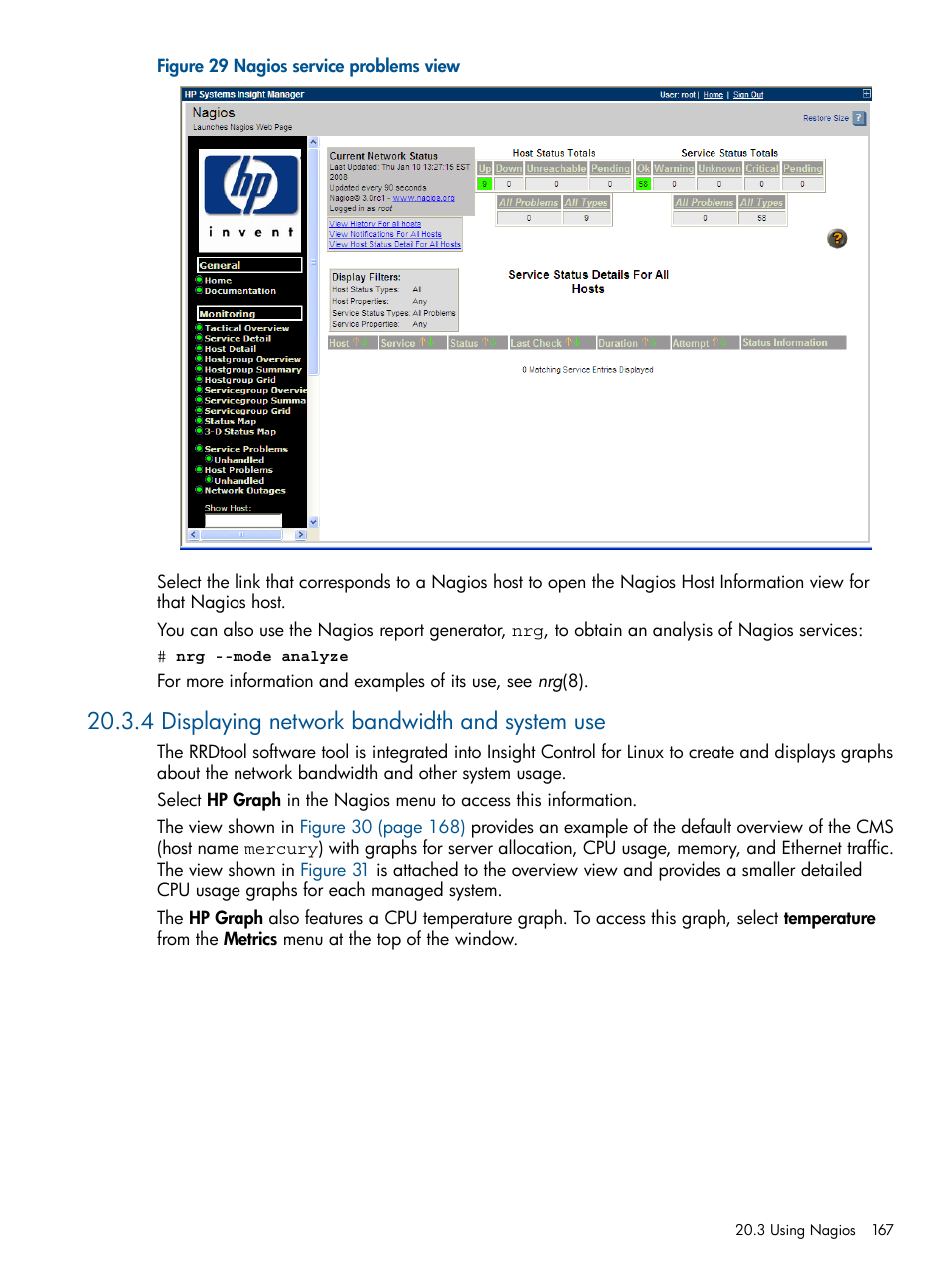 4 displaying network bandwidth and system use | HP Insight Control Software for Linux User Manual | Page 167 / 272