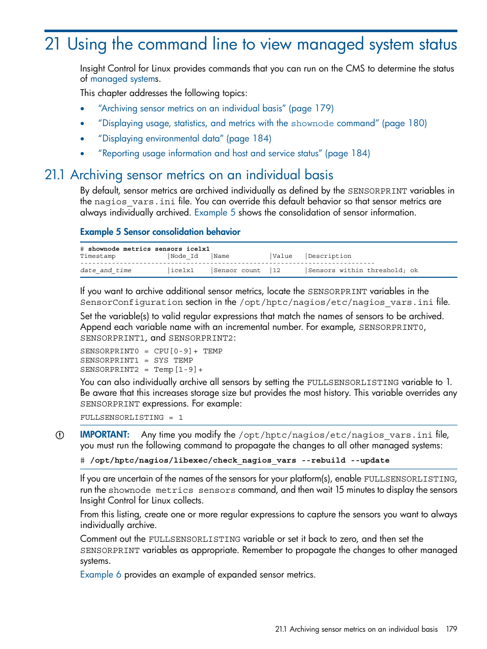 1 archiving sensor metrics on an individual basis | HP Insight Control Software for Linux User Manual | Page 179 / 272