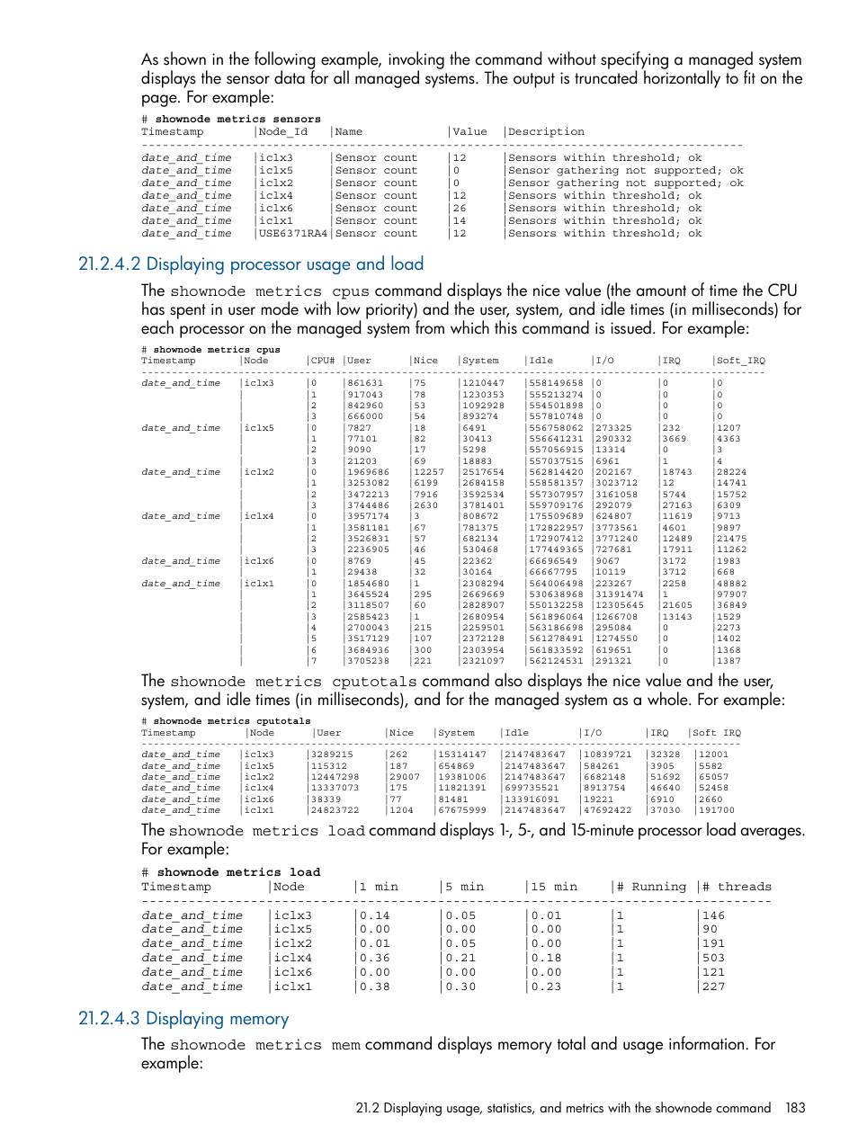 2 displaying processor usage and load, 3 displaying memory | HP Insight Control Software for Linux User Manual | Page 183 / 272