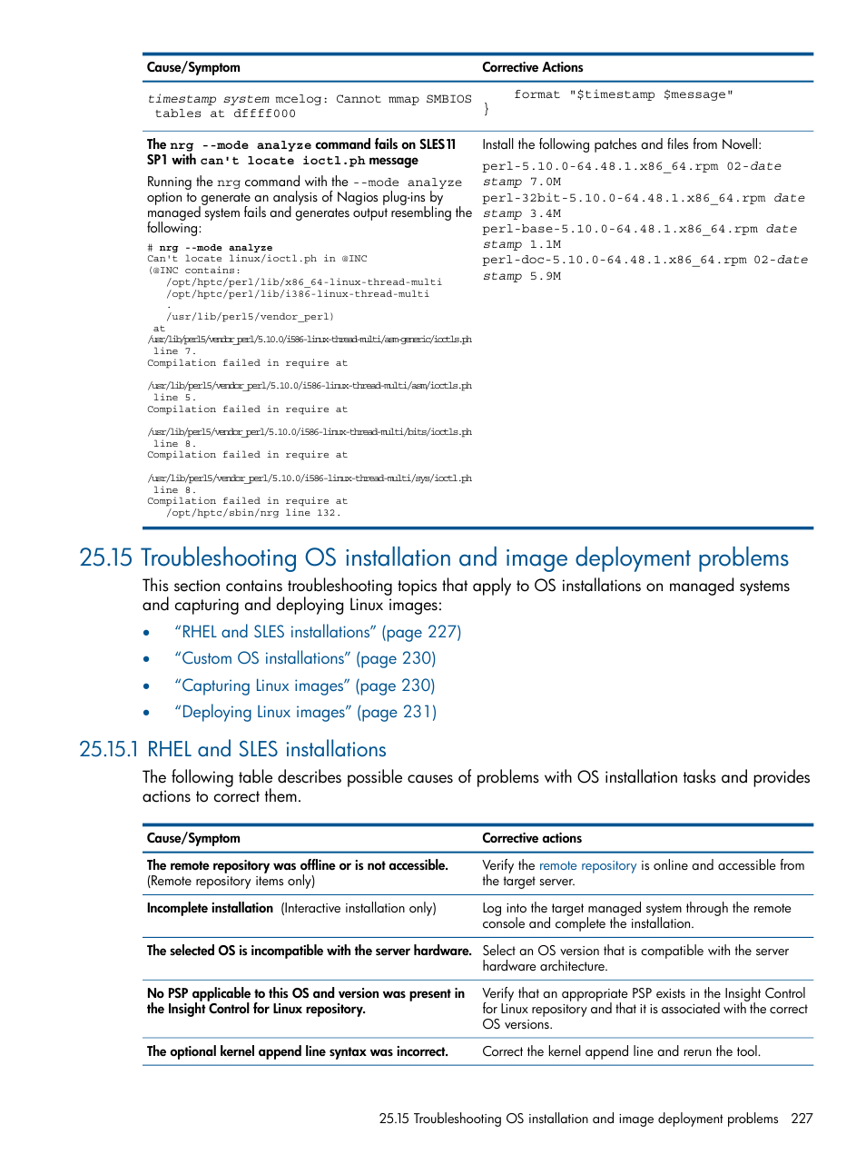 1 rhel and sles installations | HP Insight Control Software for Linux User Manual | Page 227 / 272