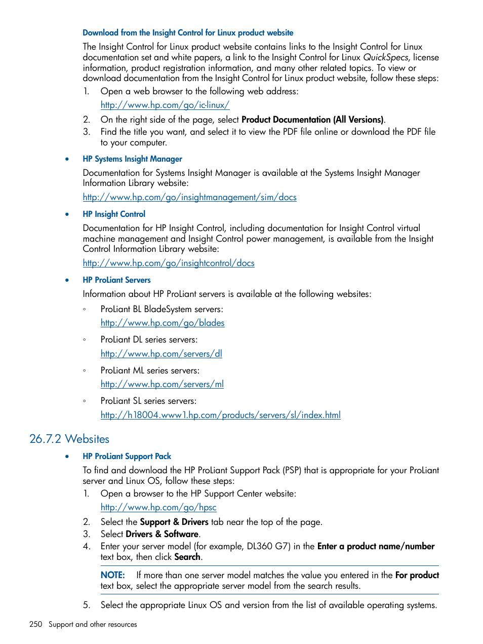 2 websites, Section 26.7.2 | HP Insight Control Software for Linux User Manual | Page 250 / 272