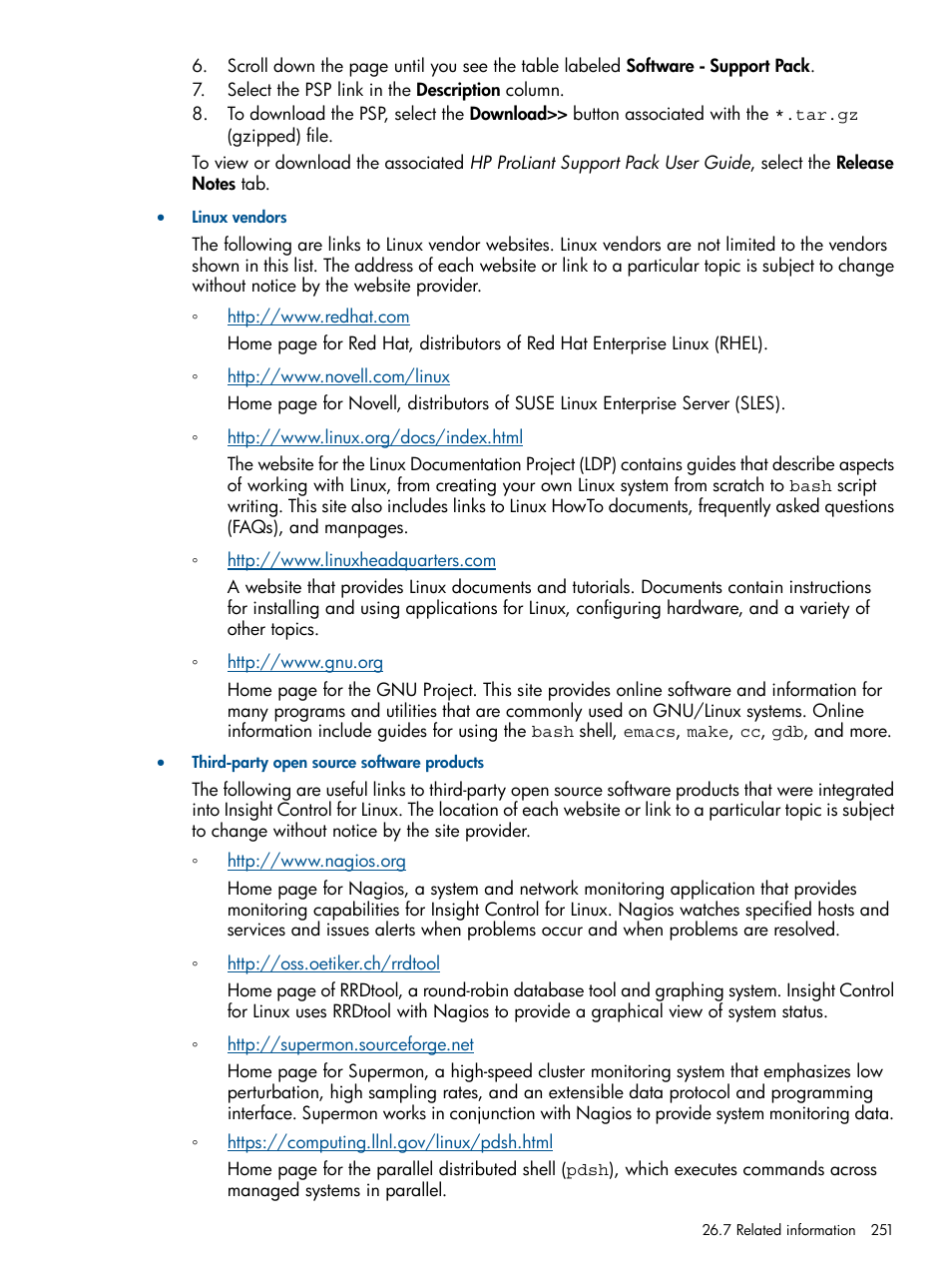 HP Insight Control Software for Linux User Manual | Page 251 / 272