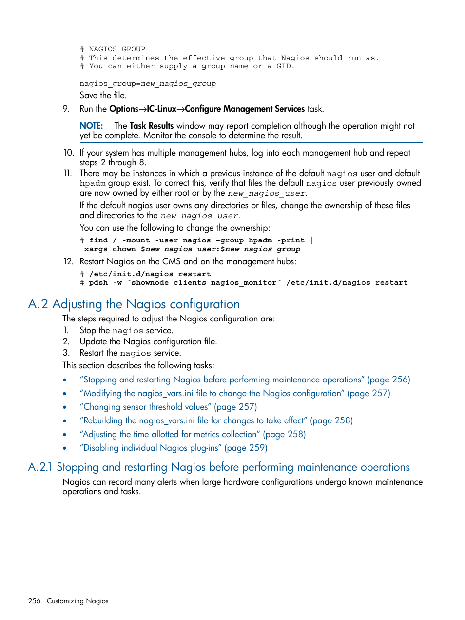 A.2 adjusting the nagios configuration | HP Insight Control Software for Linux User Manual | Page 256 / 272