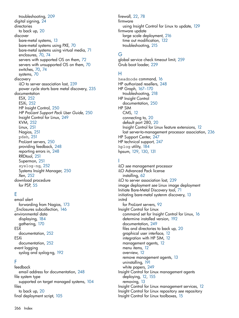 HP Insight Control Software for Linux User Manual | Page 266 / 272