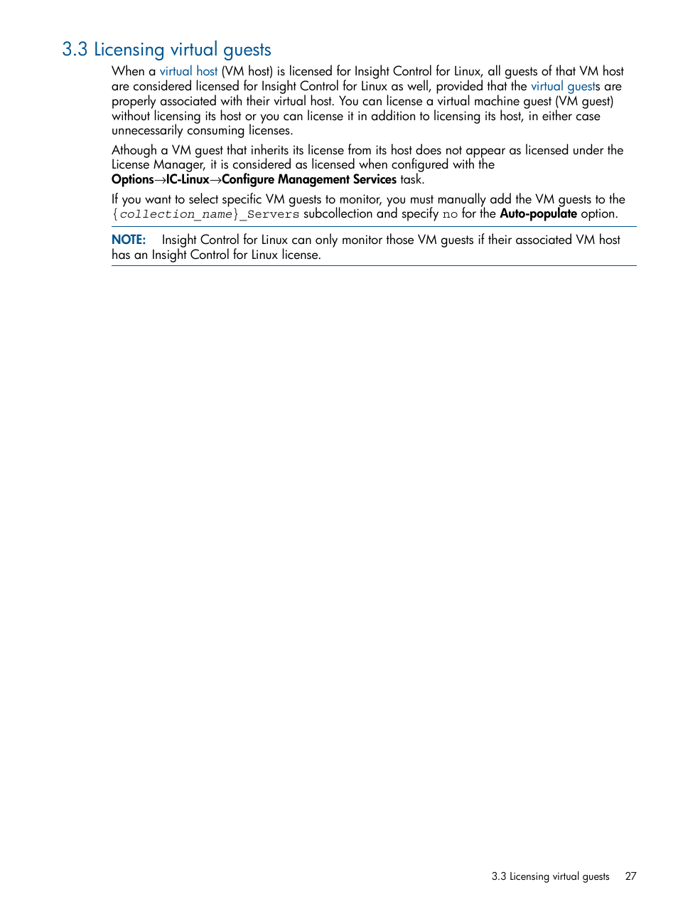 3 licensing virtual guests | HP Insight Control Software for Linux User Manual | Page 27 / 272