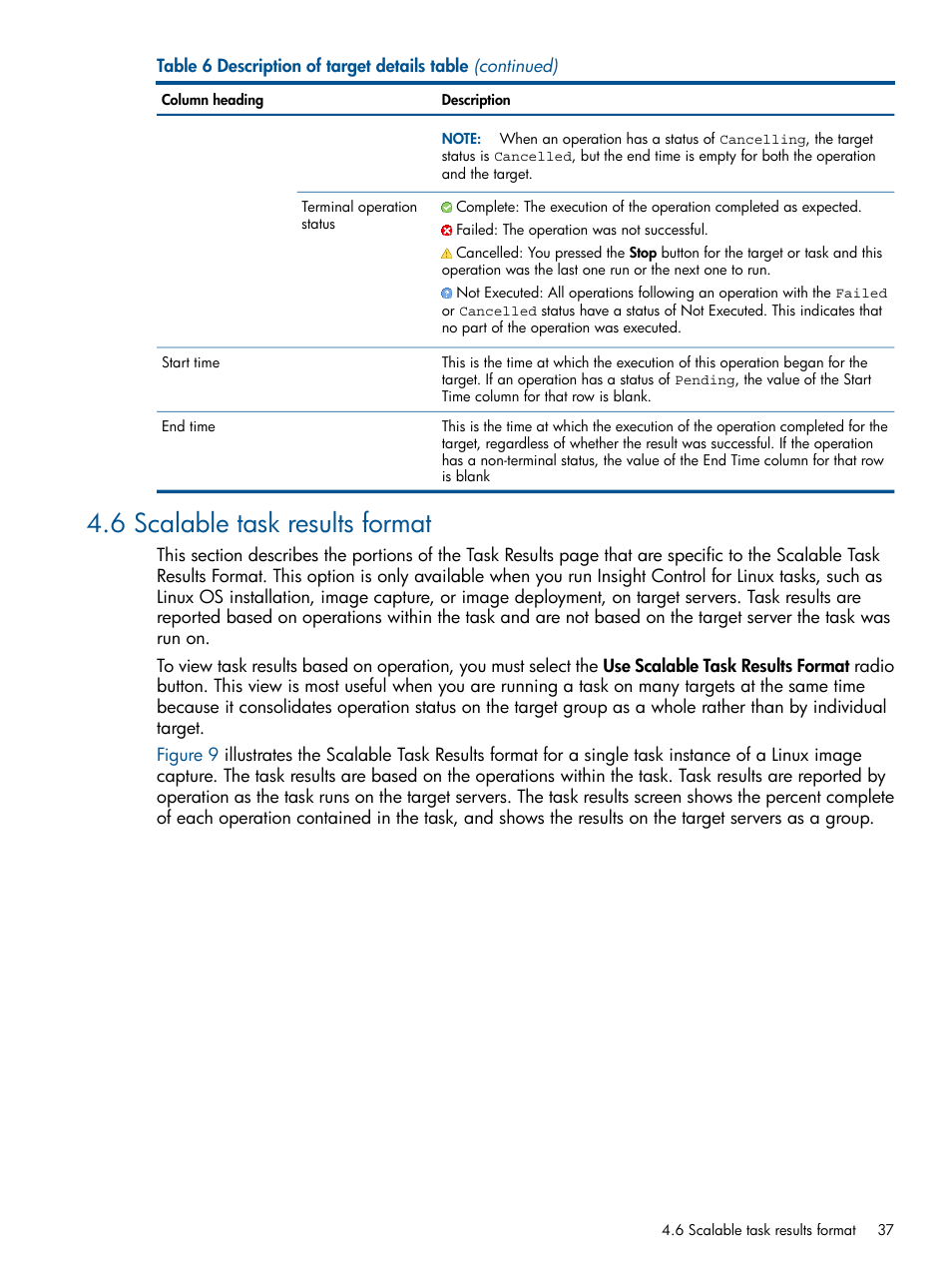 6 scalable task results format | HP Insight Control Software for Linux User Manual | Page 37 / 272