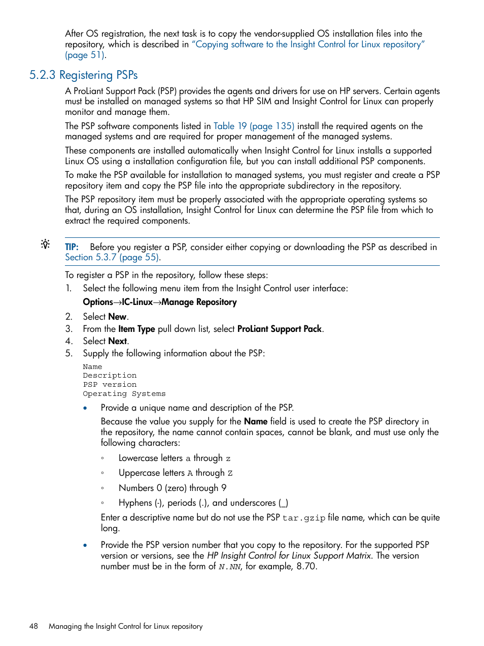 3 registering psps | HP Insight Control Software for Linux User Manual | Page 48 / 272