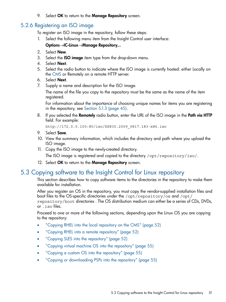 6 registering an iso image | HP Insight Control Software for Linux User Manual | Page 51 / 272