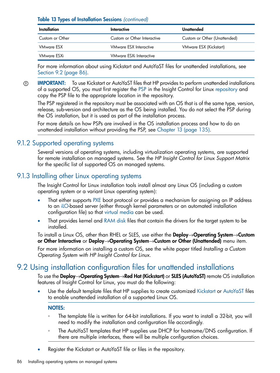 2 supported operating systems, 3 installing other linux operating systems | HP Insight Control Software for Linux User Manual | Page 86 / 272