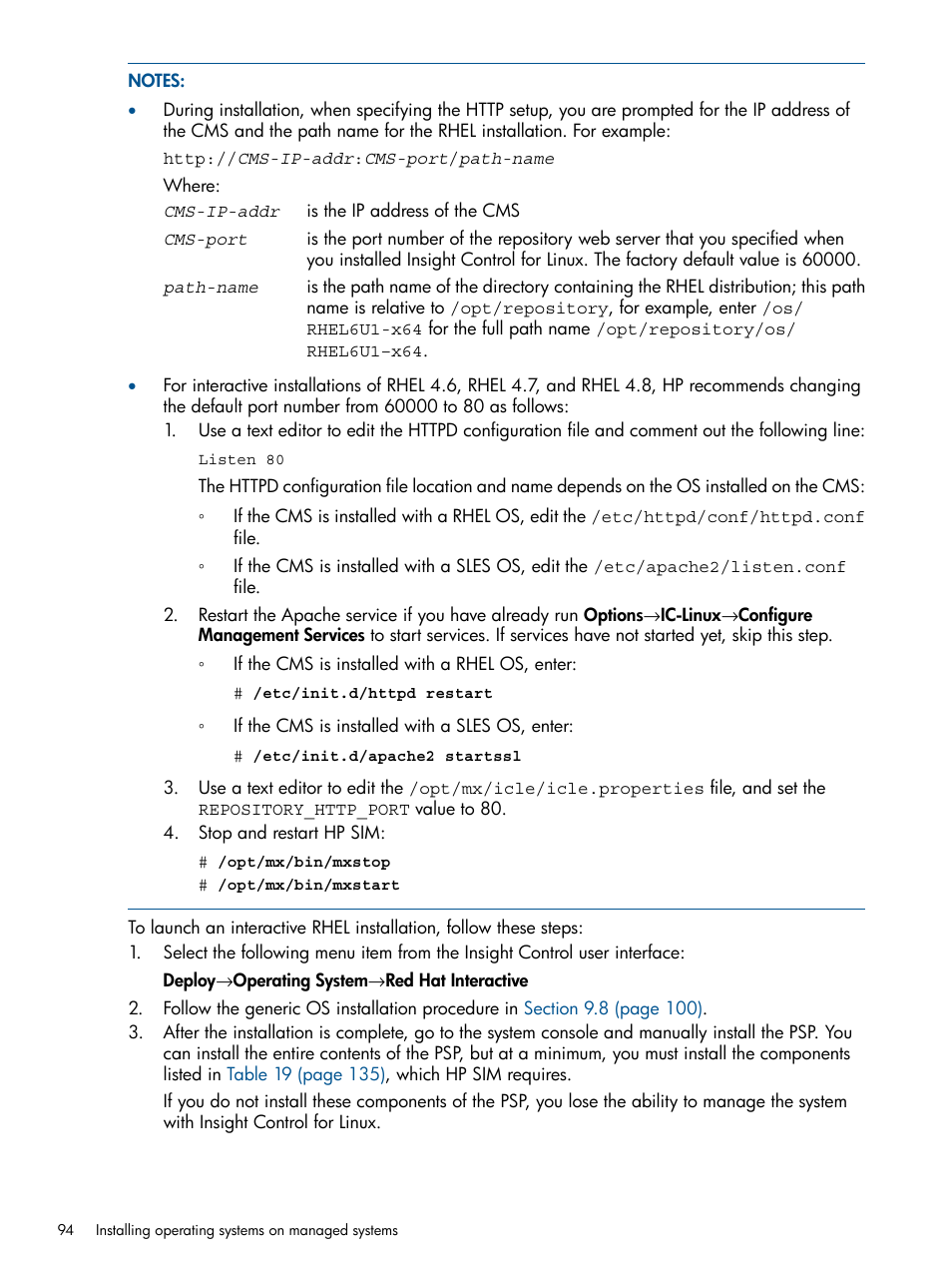 HP Insight Control Software for Linux User Manual | Page 94 / 272