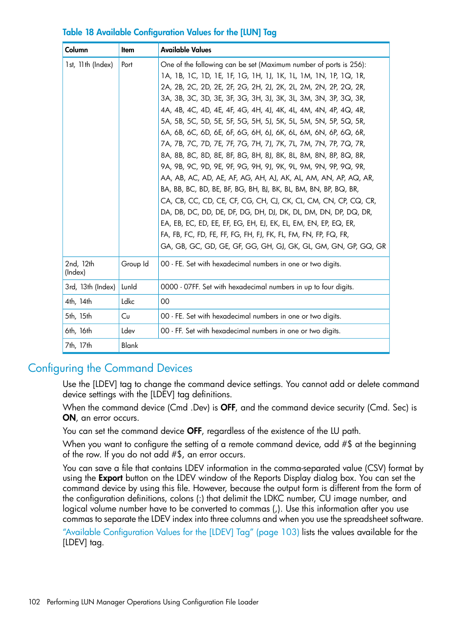 Configuring the command devices | HP StorageWorks XP Remote Web Console Software User Manual | Page 102 / 112