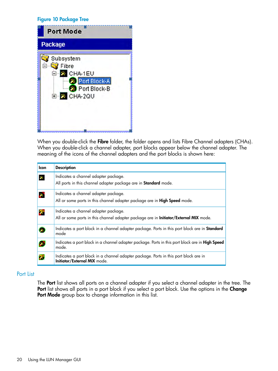 Port list | HP StorageWorks XP Remote Web Console Software User Manual | Page 20 / 112