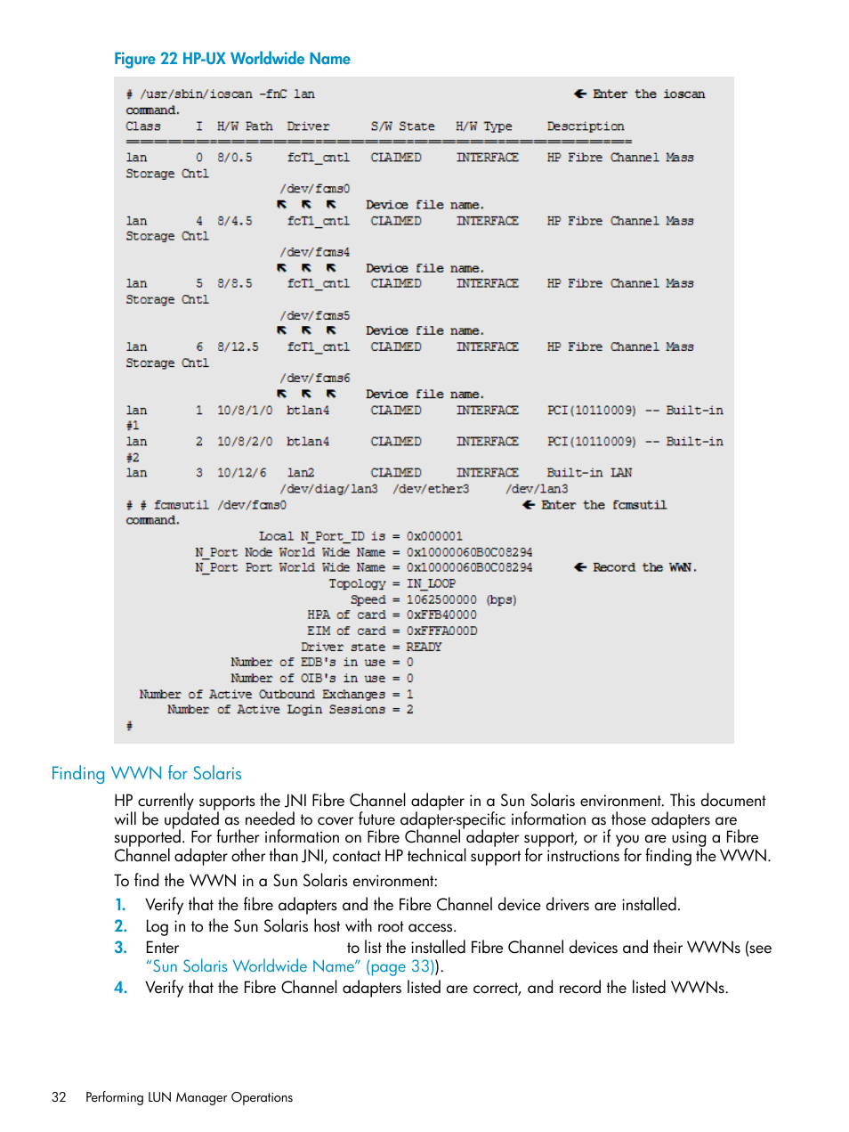 Finding wwn for solaris | HP StorageWorks XP Remote Web Console Software User Manual | Page 32 / 112