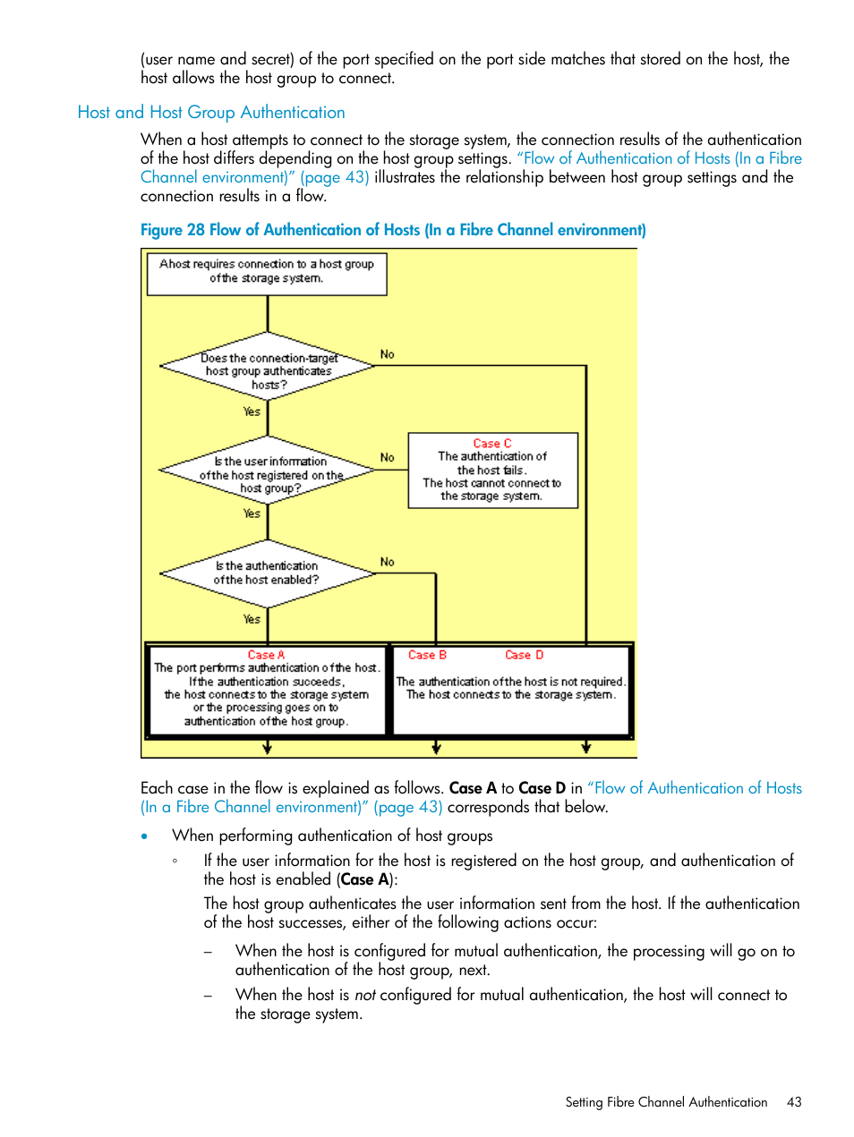 Host and host group authentication, Host and host group | HP StorageWorks XP Remote Web Console Software User Manual | Page 43 / 112