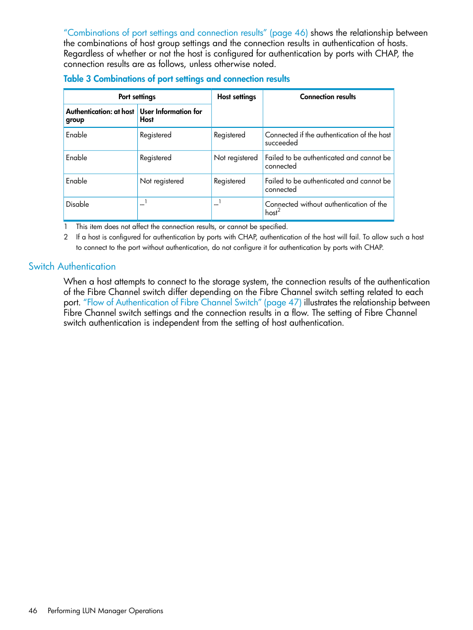 Switch authentication, Switch | HP StorageWorks XP Remote Web Console Software User Manual | Page 46 / 112