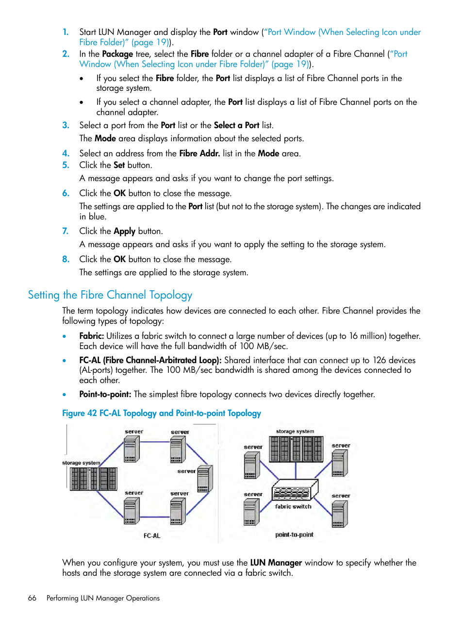 Setting the fibre channel topology | HP StorageWorks XP Remote Web Console Software User Manual | Page 66 / 112