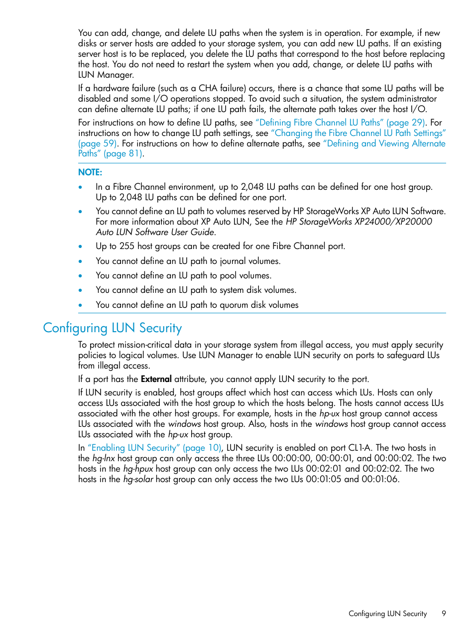 Configuring lun security | HP StorageWorks XP Remote Web Console Software User Manual | Page 9 / 112