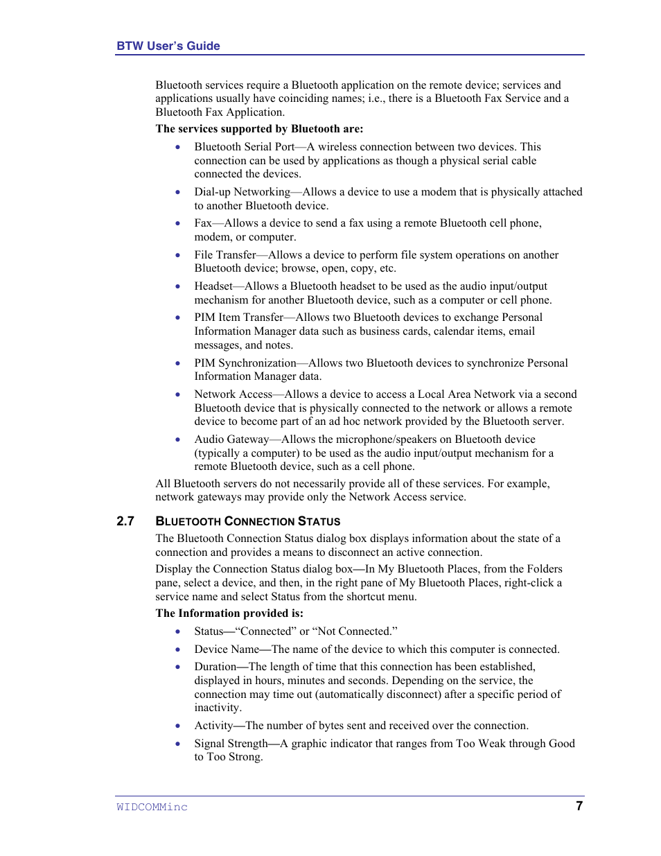 Bluetooth connection status | HP Pavilion zt3017WM Notebook PC User Manual | Page 11 / 40