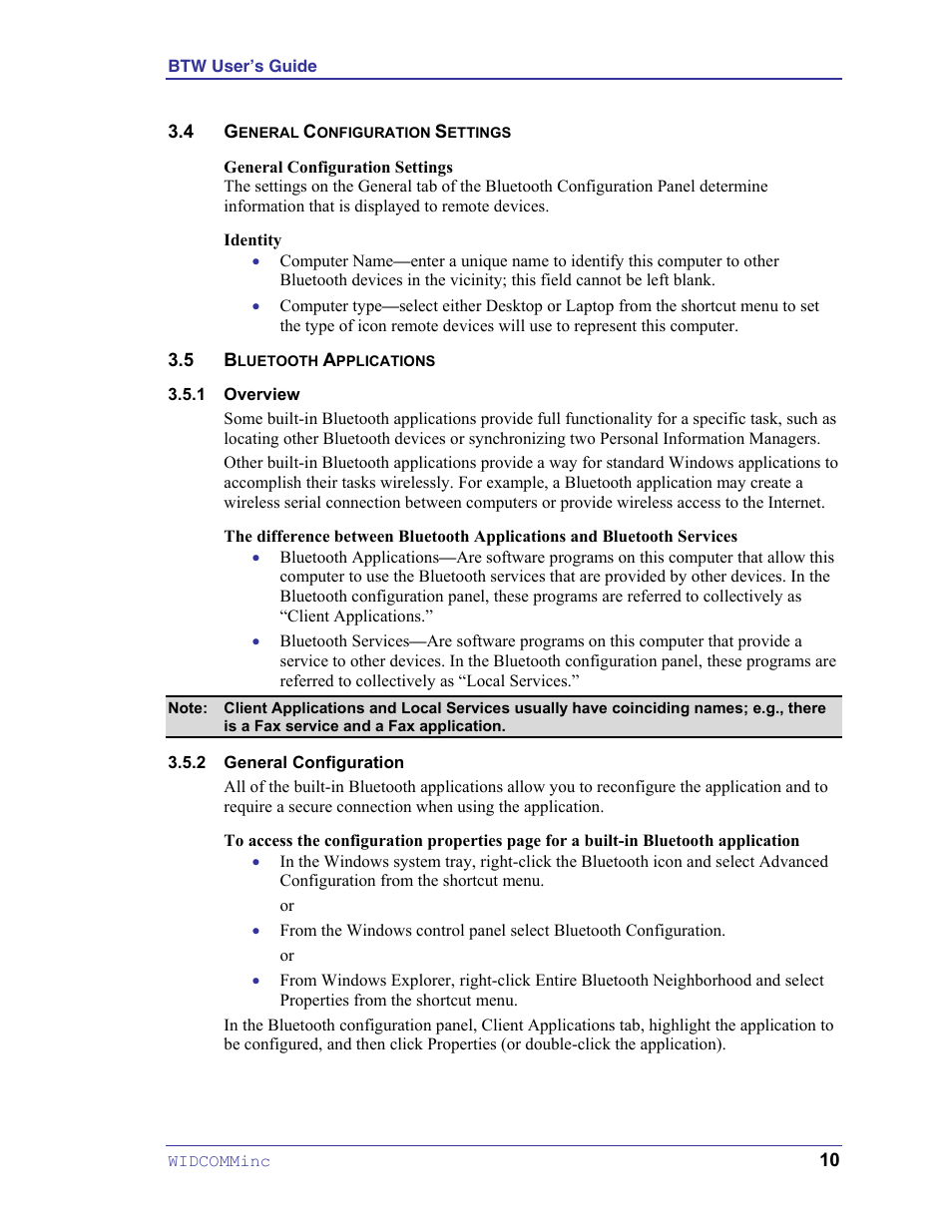 General configuration settings, Bluetooth applications, Overview | General configuration | HP Pavilion zt3017WM Notebook PC User Manual | Page 14 / 40