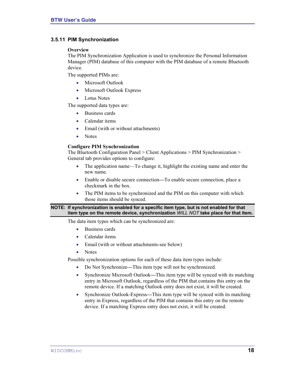 Pim synchronization | HP Pavilion zt3017WM Notebook PC User Manual | Page 22 / 40