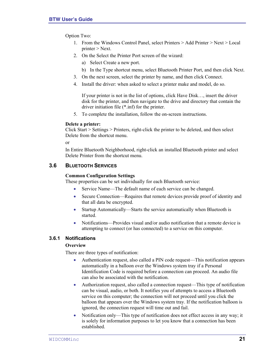 Bluetooth services, Notifications | HP Pavilion zt3017WM Notebook PC User Manual | Page 25 / 40