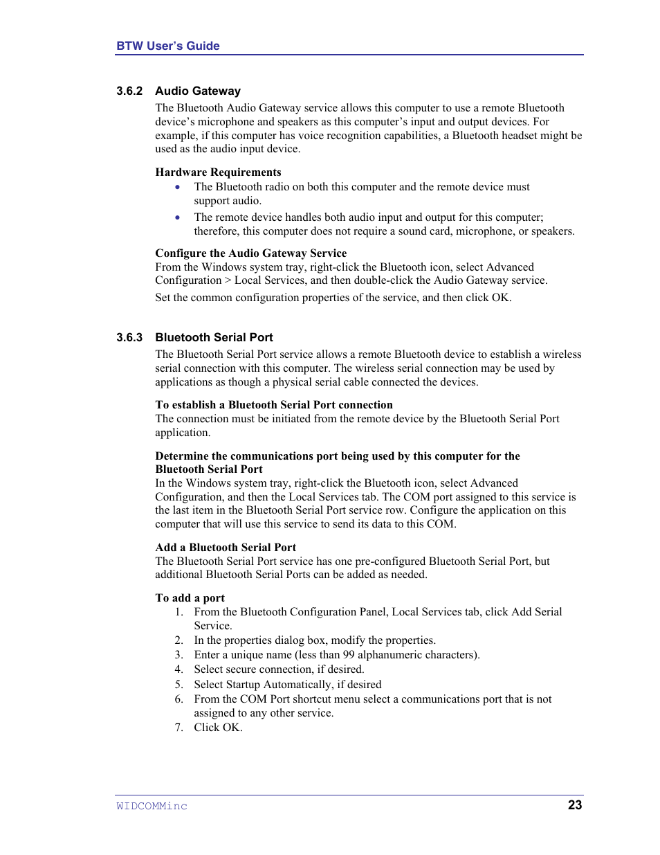 Audio gateway, Bluetooth serial port | HP Pavilion zt3017WM Notebook PC User Manual | Page 27 / 40