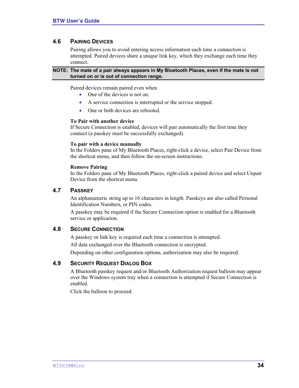 Pairing devices, Passkey, Secure connection | Security request dialog box | HP Pavilion zt3017WM Notebook PC User Manual | Page 38 / 40