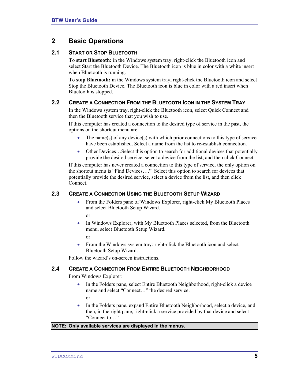 Basic operations, Start or stop bluetooth, 2 basic operations | HP Pavilion zt3017WM Notebook PC User Manual | Page 9 / 40