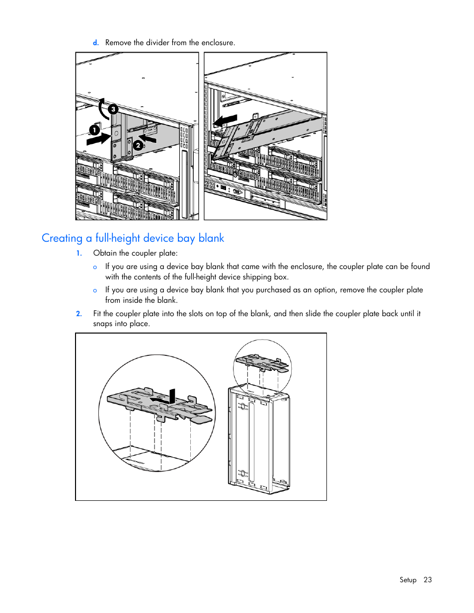 Creating a full-height device bay blank | HP ProLiant BL685c G7 Server-Blade User Manual | Page 23 / 103