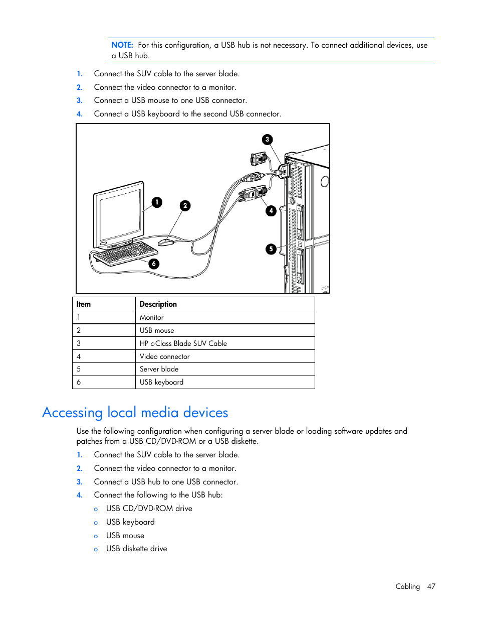 Accessing local media devices | HP ProLiant BL685c G7 Server-Blade User Manual | Page 47 / 103