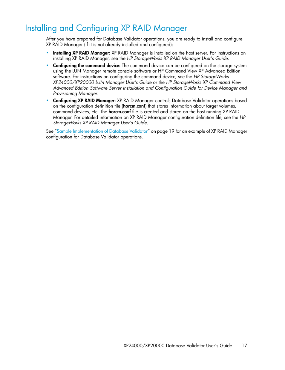 Installing and configuring xp raid manager | HP XP Array Manager Software User Manual | Page 17 / 36
