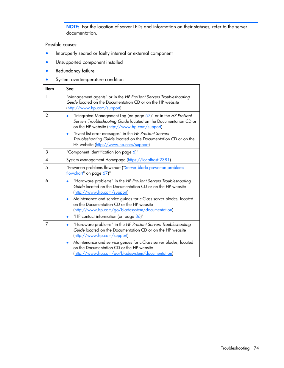 HP ProLiant BL465c G7 Server-Blade User Manual | Page 74 / 98