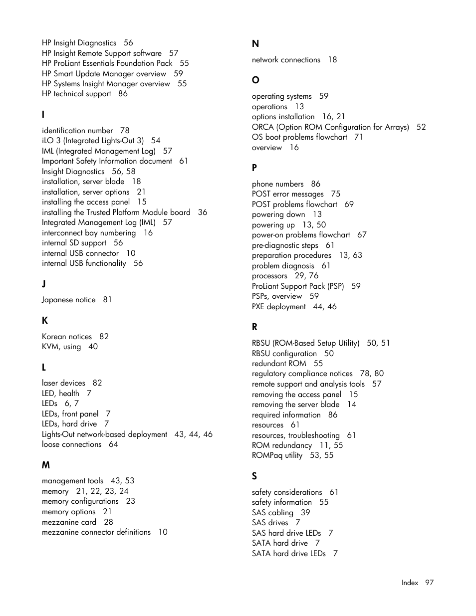 HP ProLiant BL465c G7 Server-Blade User Manual | Page 97 / 98