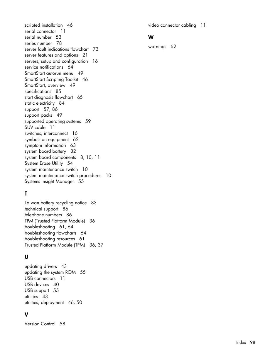 HP ProLiant BL465c G7 Server-Blade User Manual | Page 98 / 98