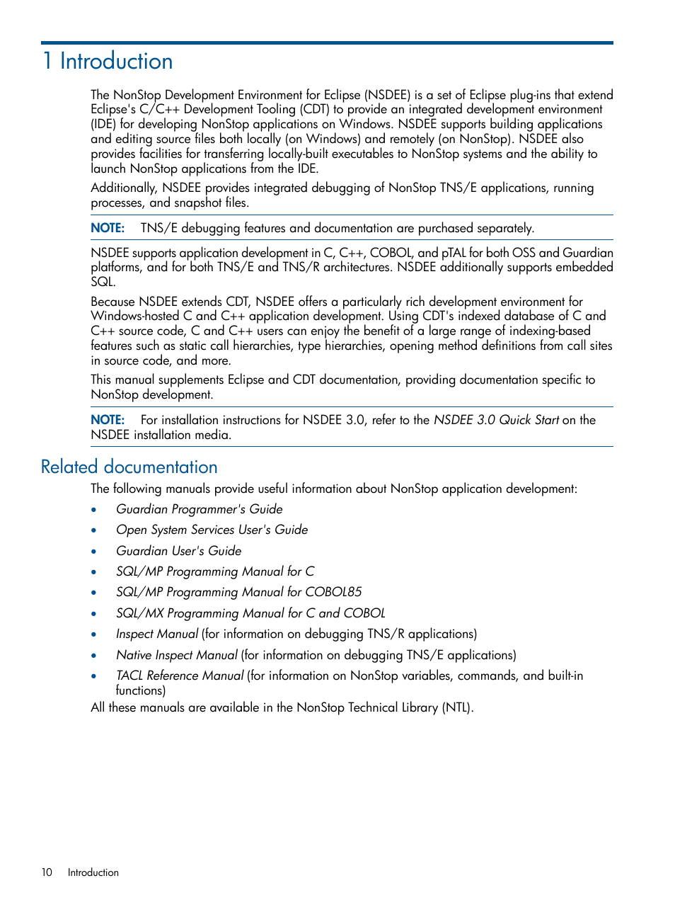 1 introduction, Related documentation | HP Integrity NonStop H-Series User Manual | Page 10 / 159