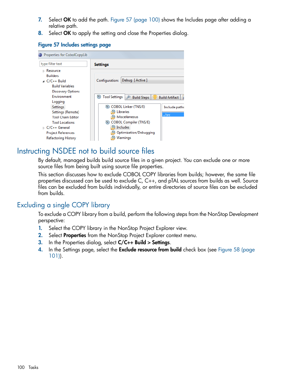 Instructing nsdee not to build source files, Excluding a single copy library | HP Integrity NonStop H-Series User Manual | Page 100 / 159