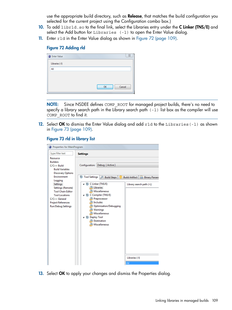 Adding rld, Rld in library list | HP Integrity NonStop H-Series User Manual | Page 109 / 159