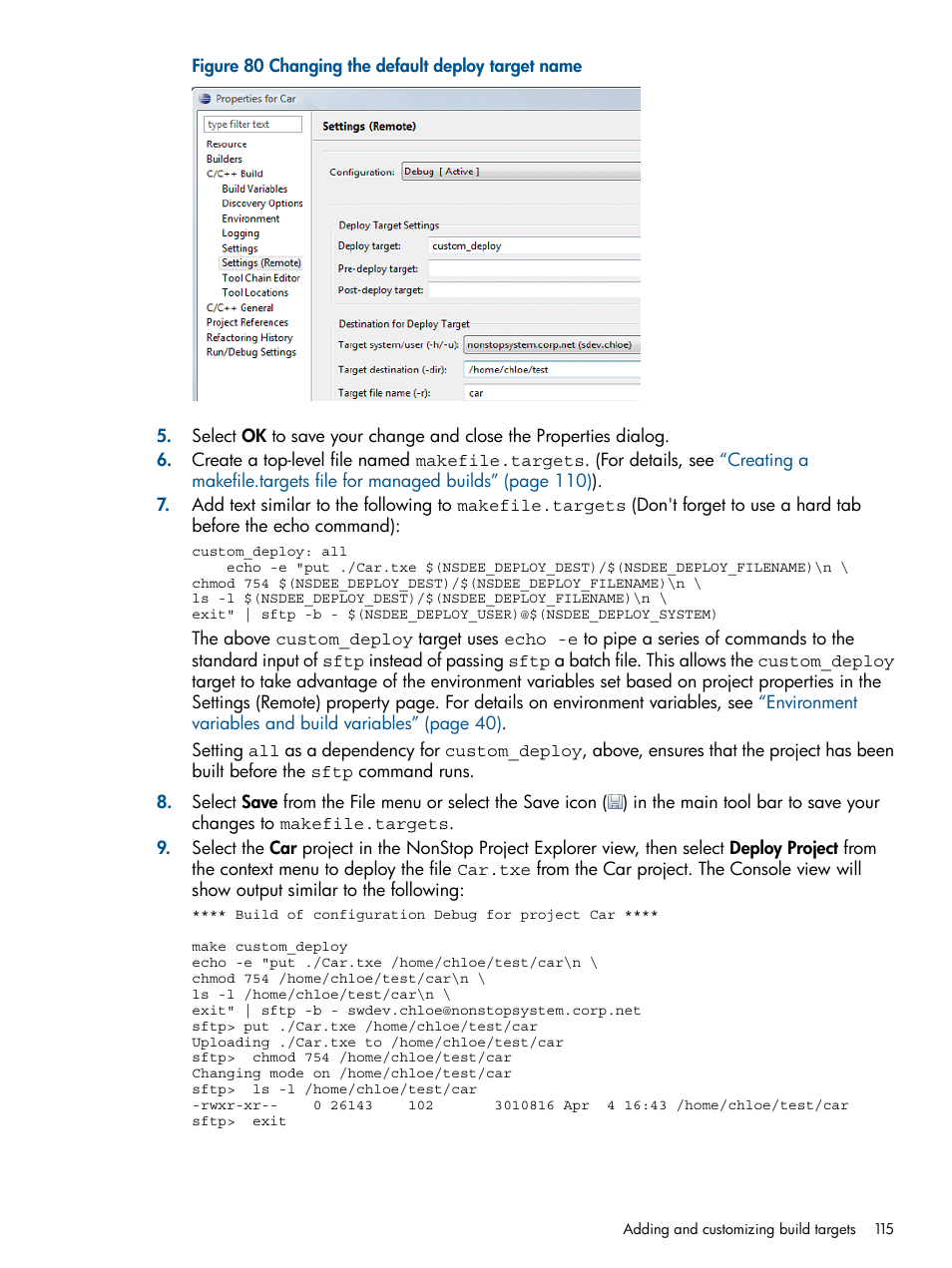 Changing the default deploy target name | HP Integrity NonStop H-Series User Manual | Page 115 / 159