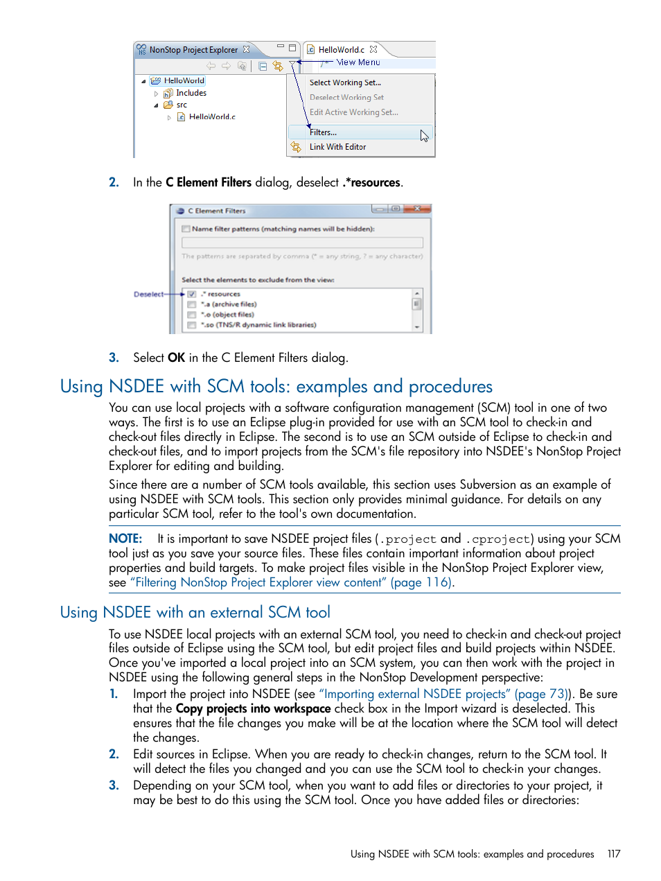 Using nsdee with an external scm tool | HP Integrity NonStop H-Series User Manual | Page 117 / 159