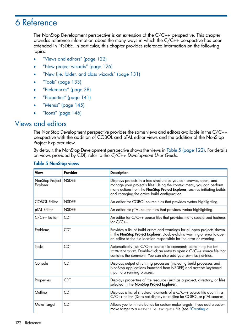 6 reference, Views and editors, Nonstop views | HP Integrity NonStop H-Series User Manual | Page 122 / 159