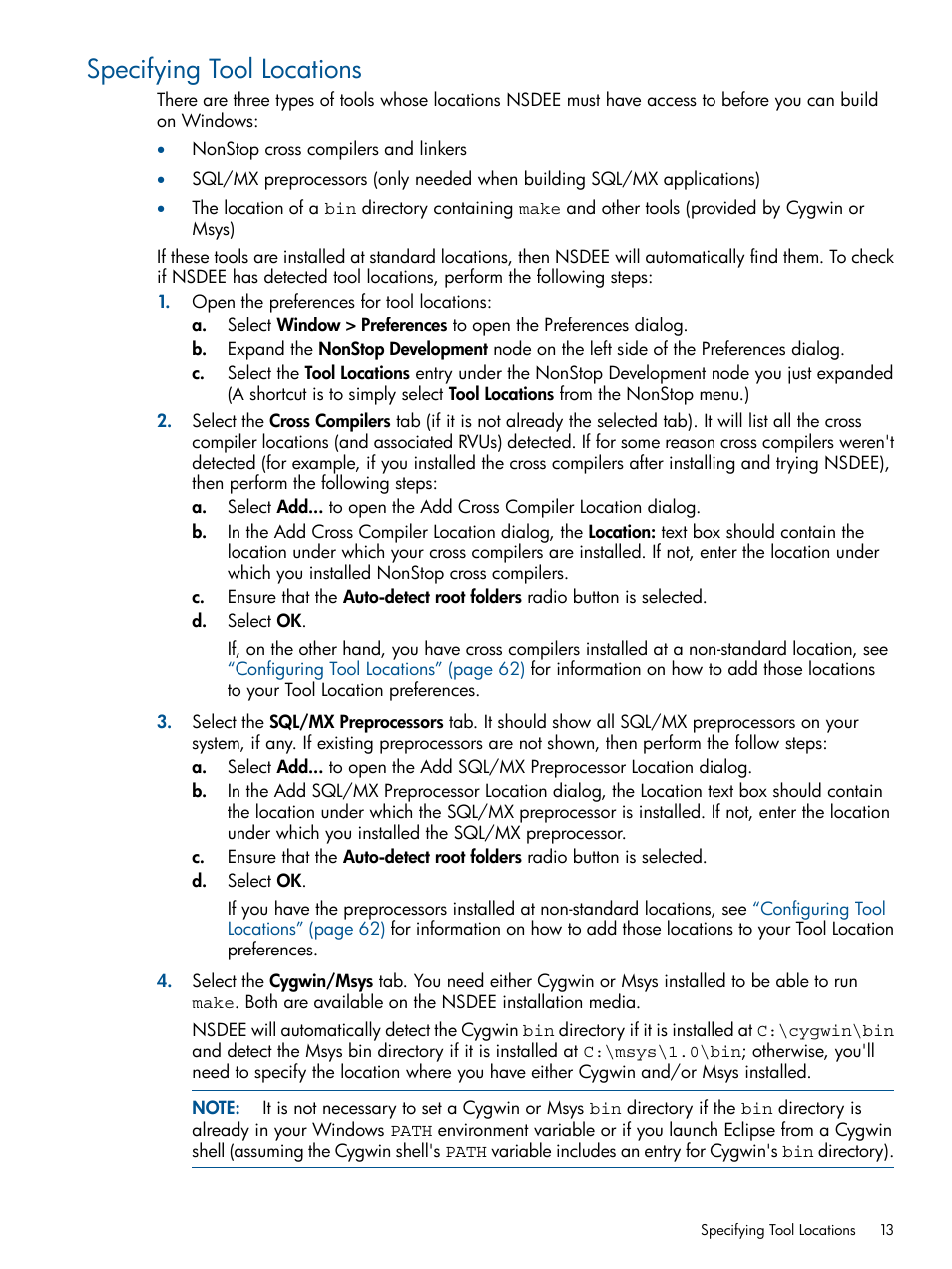 Specifying tool locations | HP Integrity NonStop H-Series User Manual | Page 13 / 159