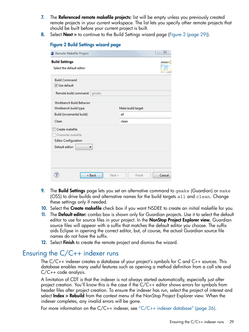 Ensuring the c/c++ indexer runs, Ensuring the c/c++ indexer | HP Integrity NonStop H-Series User Manual | Page 29 / 159