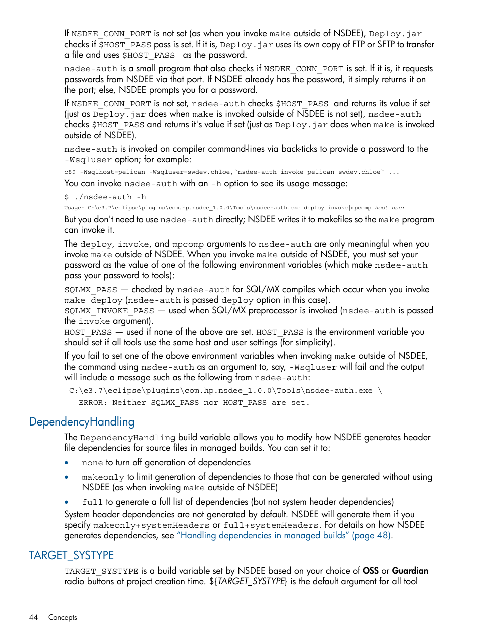 Dependencyhandling, Target_systype, Dependencyhandling target_systype | HP Integrity NonStop H-Series User Manual | Page 44 / 159