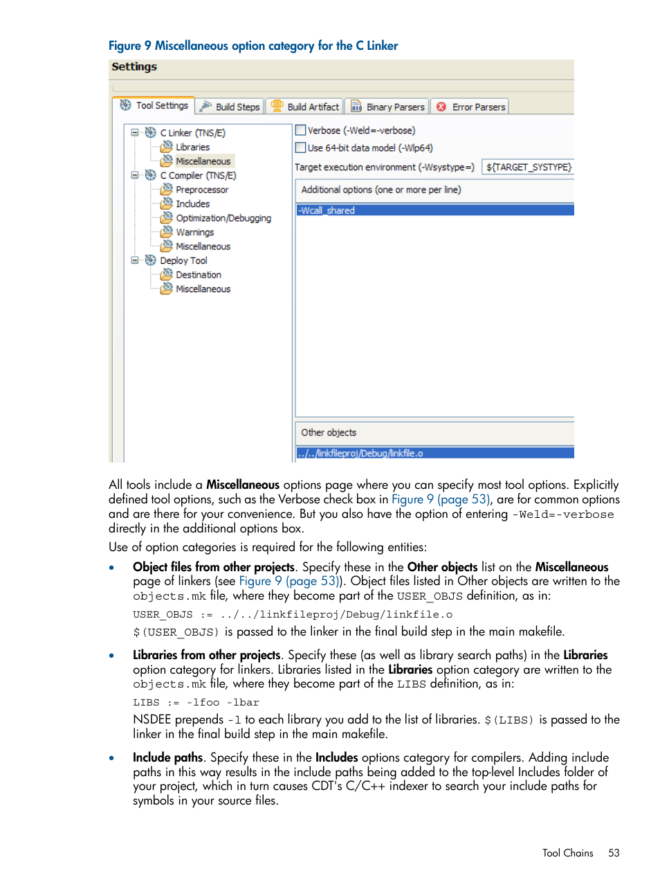 Miscellaneous option category for the c linker | HP Integrity NonStop H-Series User Manual | Page 53 / 159