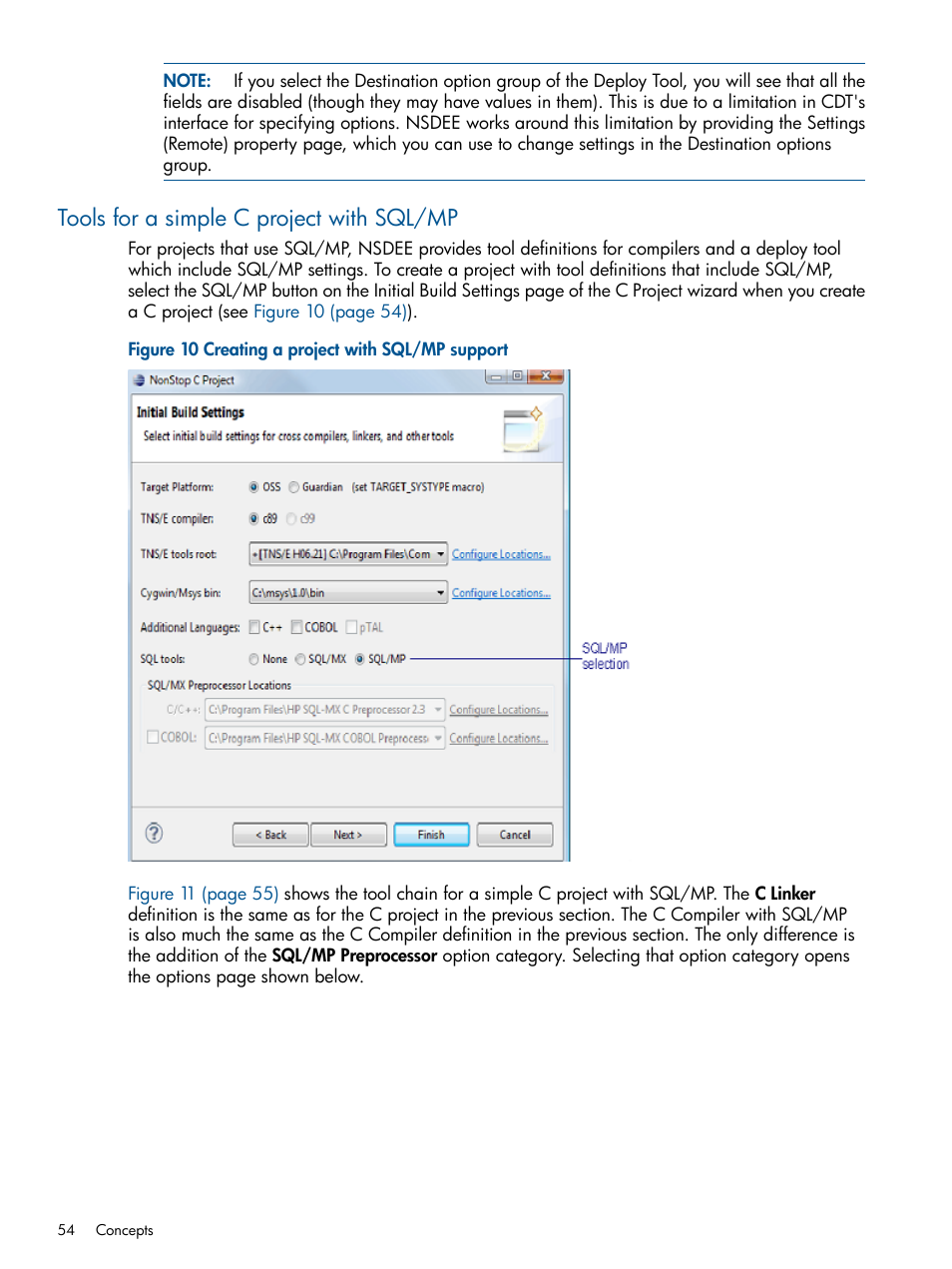 Tools for a simple c project with sql/mp, Creating a project with sql/mp support | HP Integrity NonStop H-Series User Manual | Page 54 / 159